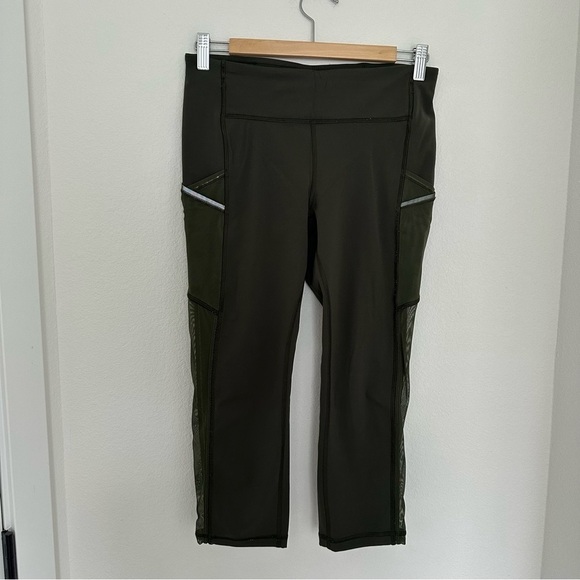 Lululemon Speed Up Crop Leggings High Mesh 21” Inseam Camo Green Size 8 Women’s - Picture 6 of 9